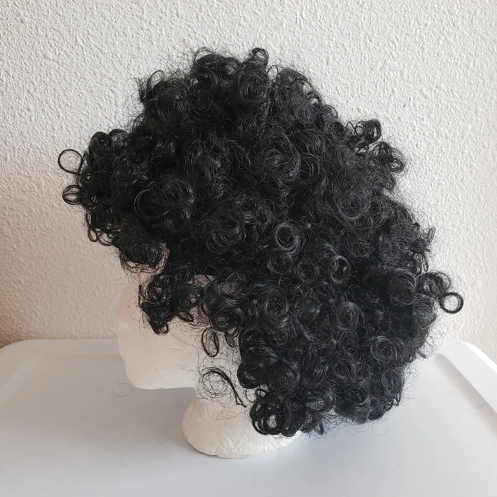 NWT Black Curly Wig Disco Afro Costume One Size Halloween